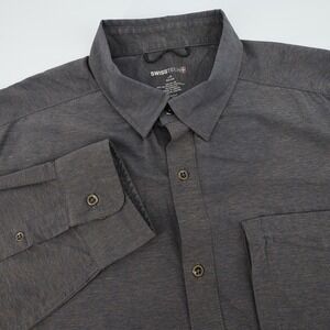 Swiss Tech Performance Mens Long Sleeve Button Down Shirt Charcoal Large 42-44